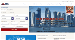 Desktop Screenshot of nepalairlines.com.np